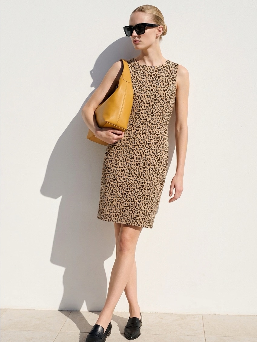J. Crew Leopard Print Midi Sheath Dress - Taupe/Brown
